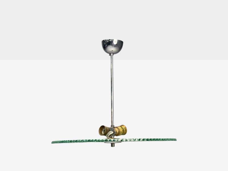 Swedish Modern, Raw Glass, Metal, Pendant Light, Sweden, 1940s - 3