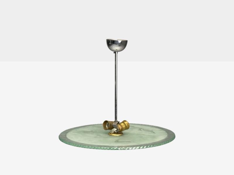Swedish Modern, Raw Glass, Metal, Pendant Light, Sweden, 1940s - 4