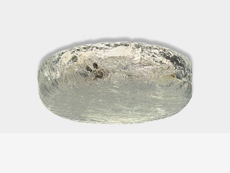 Carl Fagerlund, Textured Glass, Nickel, Flush Mount Fixture, Sweden, 1950s - 2