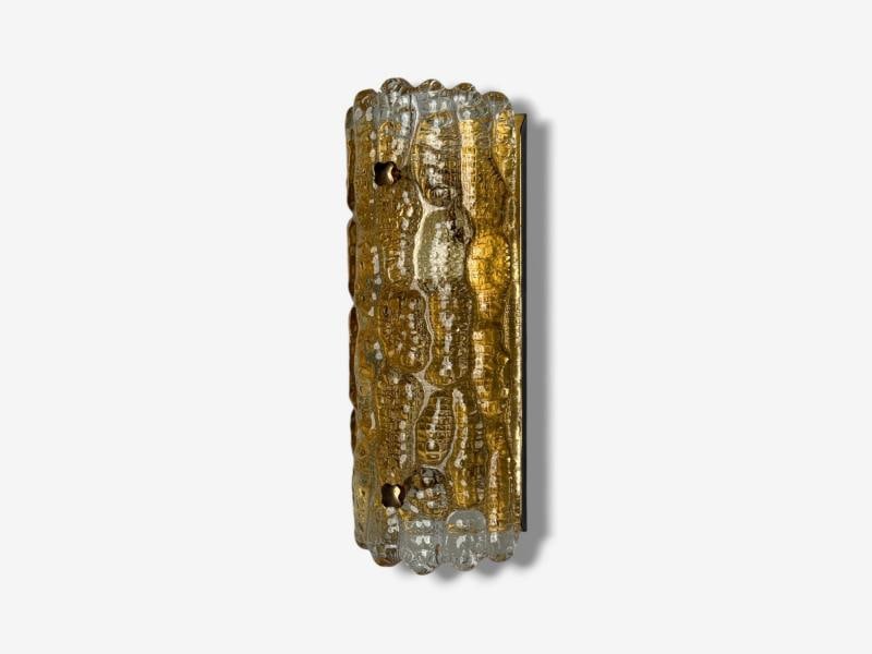 Lyfa, Textured Glass, Patinated Brass, Wall Light, Sweden, 1970s - 4