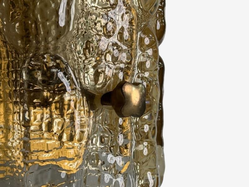 Lyfa, Textured Glass, Patinated Brass, Wall Light, Sweden, 1970s - 6