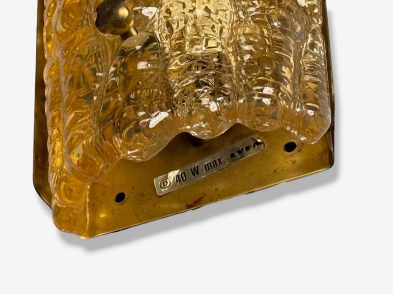 Lyfa, Textured Glass, Patinated Brass, Wall Light, Sweden, 1970s - 8