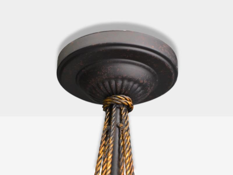 Hollywood Regency Style, Metal, Brass, Tassel Motif Chandelier, USA, 1960s - 5