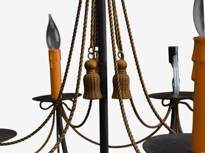 Hollywood Regency Style, Metal, Brass, Tassel Motif Chandelier, USA, 1960s - 6