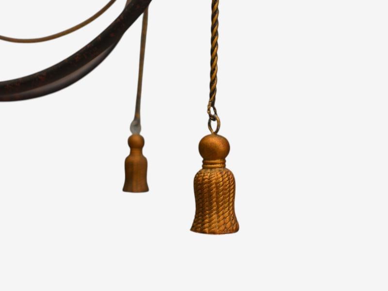 Hollywood Regency Style, Metal, Brass, Tassel Motif Chandelier, USA, 1960s - 8