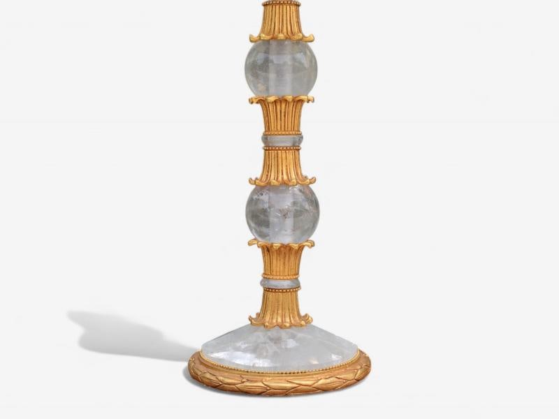 Hollywood Regency Style, Gilt Metal, Rock Crystal, Table Lamps, France, 1940s - 5