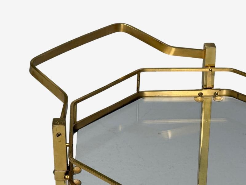 Hollywood Regency Style, Brass, Glass, Bar Cart, France, 1970s - 6