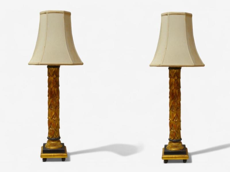 Maison Jansen, Hollywood Regency, Giltwood, Table Lamps, France, 1950s - 4