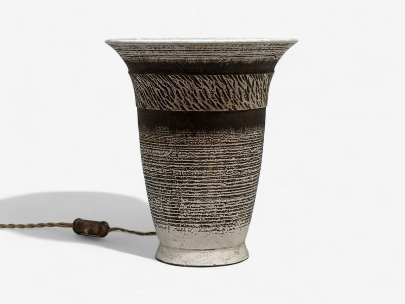 Keramos, French Modern, Glazed Ceramic, Table Lamp, France, 1940s - 3