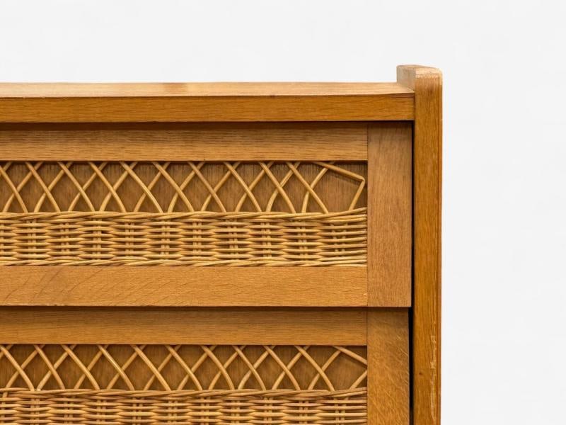French Modern, Oak, Rattan, Chest of Drawers, France, 1960s - 5