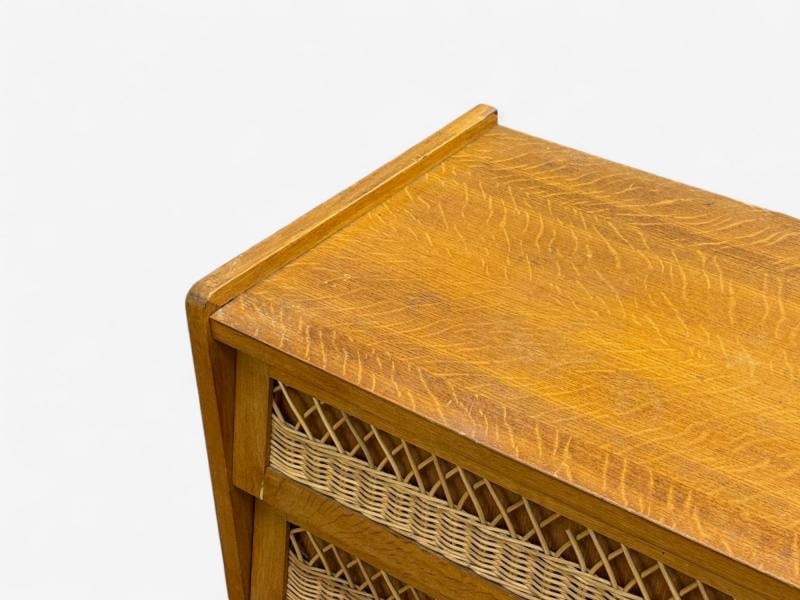 French Modern, Oak, Rattan, Chest of Drawers, France, 1960s - 7