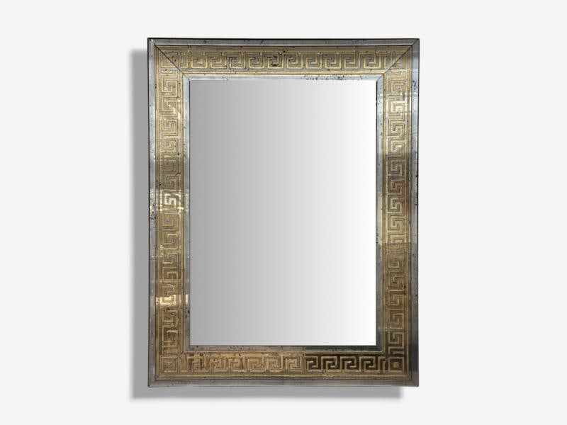 Hollywood Regency Style, Etched Glass, Gilt, Greek Key Wall Mirrors, USA, 21st c - 2