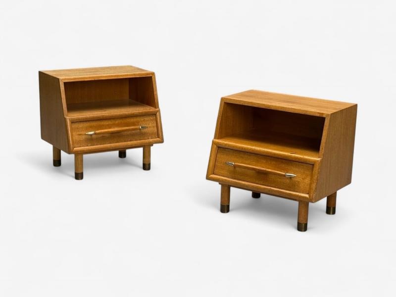 John Keal, Bleached Mahogany, Open Nightstands, USA, 1960s - 4