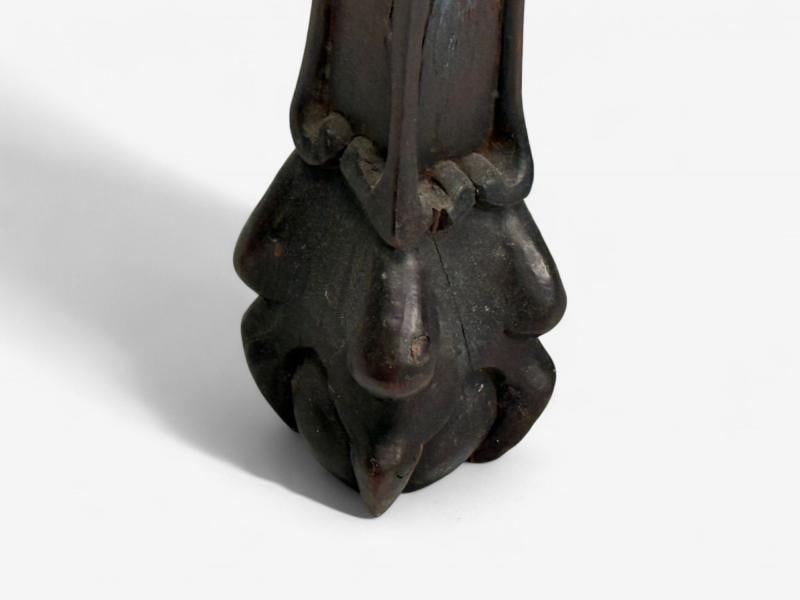 Chinese Export, Carved Hardwood Table, Marble, Low Pedestal, China, 1930s - 9