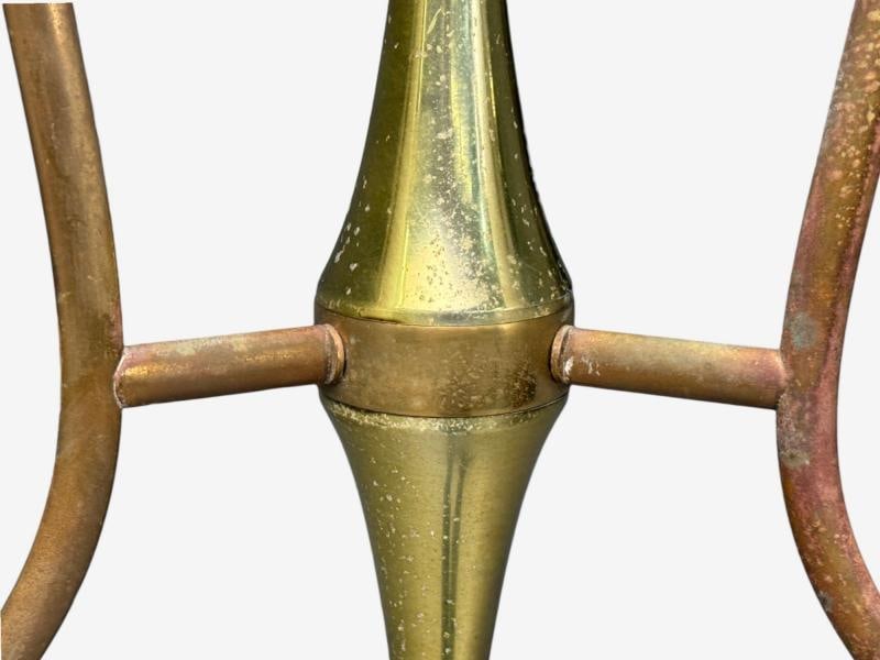 Angelo Lelli, Italian Modern, Brass, Opal Glass, Pendant light, Italy, 1950s - 7