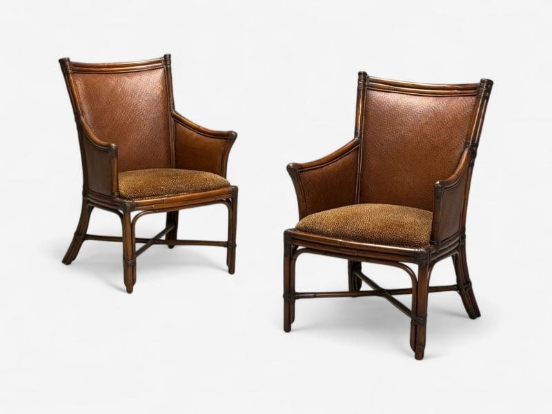 American Modern, Bamboo, Rattan, Arm Chairs, USA, 1970s - 2