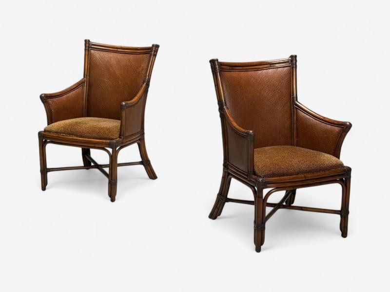 American Modern, Bamboo, Rattan, Arm Chairs, USA, 1970s - 4