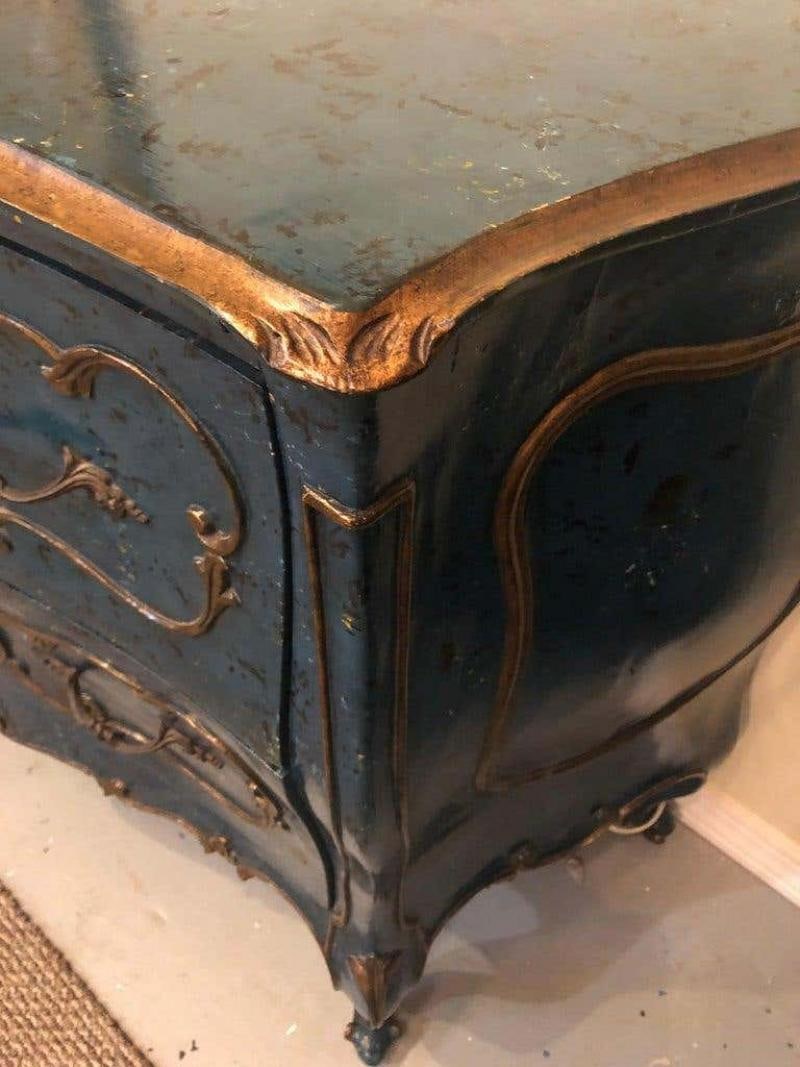 Single Royal Blue and Parcel-Gilt Decorated Bombay Commode or Chest - 10