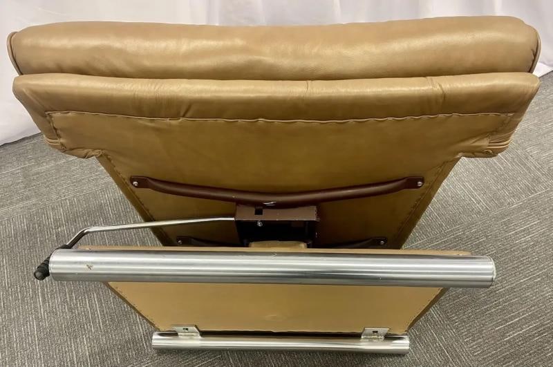 Vintage Leather Swivel, Lounge Chair with Ottoman, Percival Lafer Style, Steel - 10