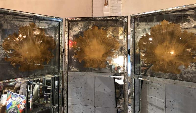 Pair of Art Deco Fashioned Three-Panel Mirrored Room Dividers or Folding Screens - 7