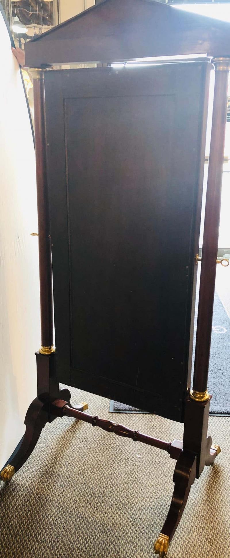 Empire Cheval Floor Full Length Mirror with Bronze Mounts, 19th-20th Century - 12