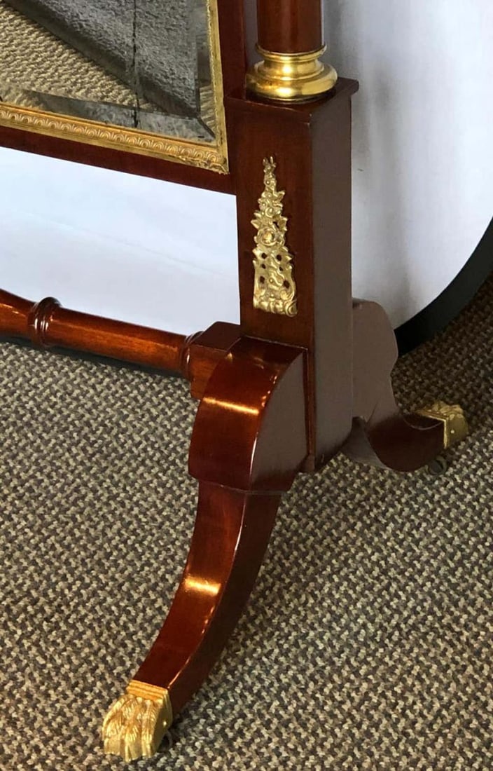 Empire Cheval Floor Full Length Mirror with Bronze Mounts, 19th-20th Century - 7