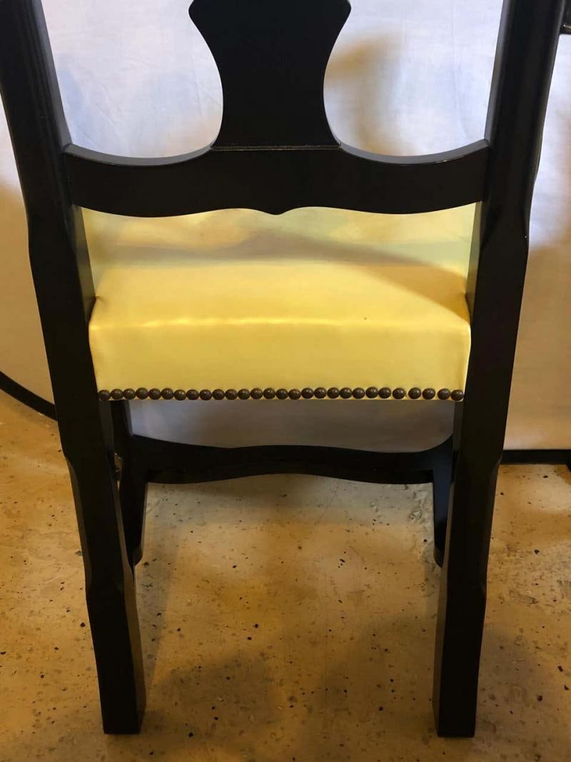 Set of Eight Queen Anne Style Ebonized and Gilt Decorated Dining Chairs - 7