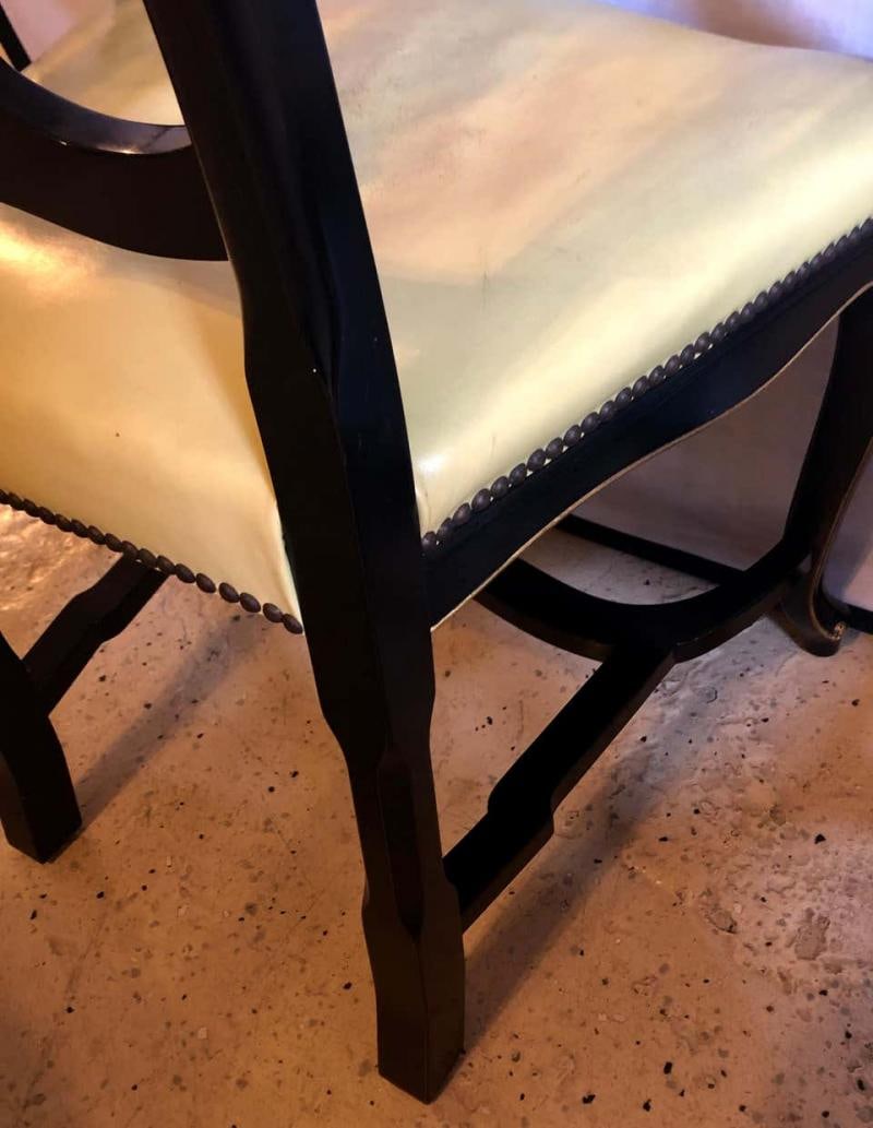 Set of Eight Queen Anne Style Ebonized and Gilt Decorated Dining Chairs - 9