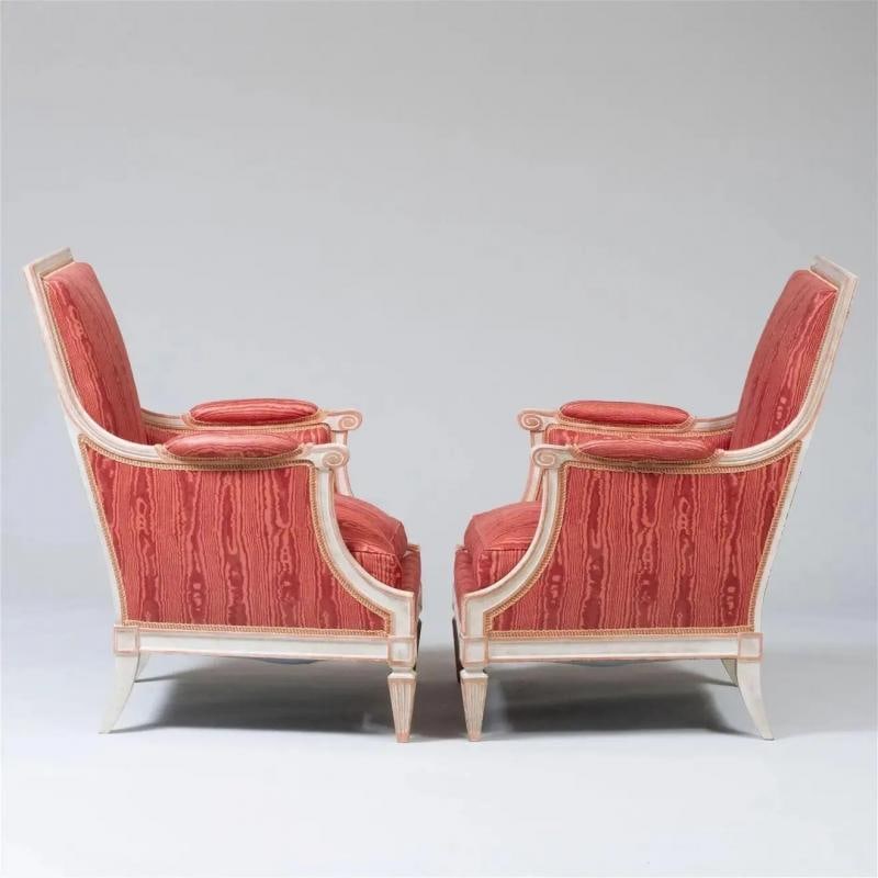 Pair of Louis XVI Style Painted Bergère Arm/Lounge Chairs, Traditional, France - 2
