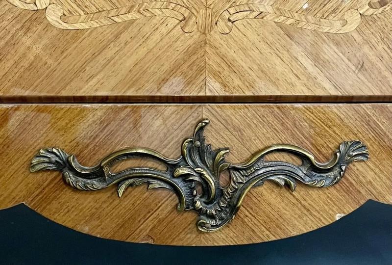 French Louis XV Style Sideboard, Inlaid, Marble Top, Monumental, Bronze Mounted - 7