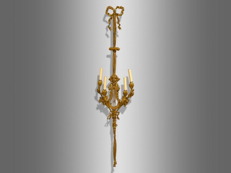 Louis XVI Style, Doré Bronze, Monumental Wall Sconces, France, 19th C. - 2