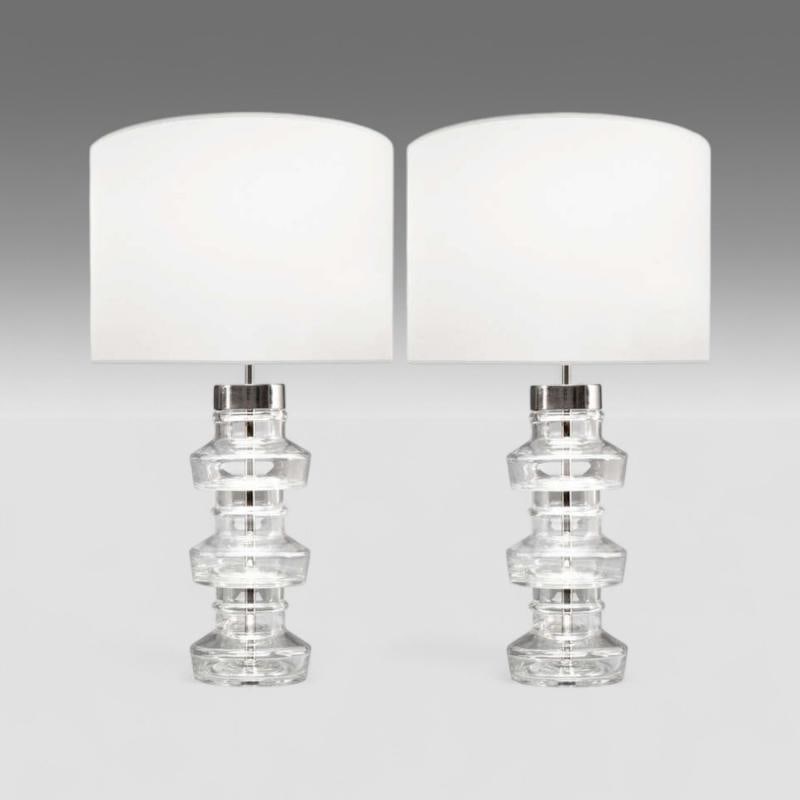 Carl Fagerlund, Swedish Modern, Nickel, Glass, Table Lamps, Sweden, 1980s - 2