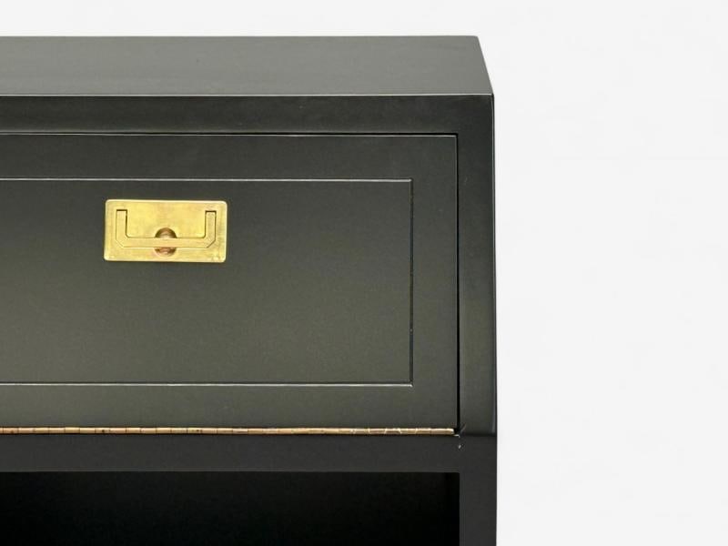Henredon, Mid-Century Modern, Black Lacquer, Brass, Campaign Nightstands, 1960s - 7