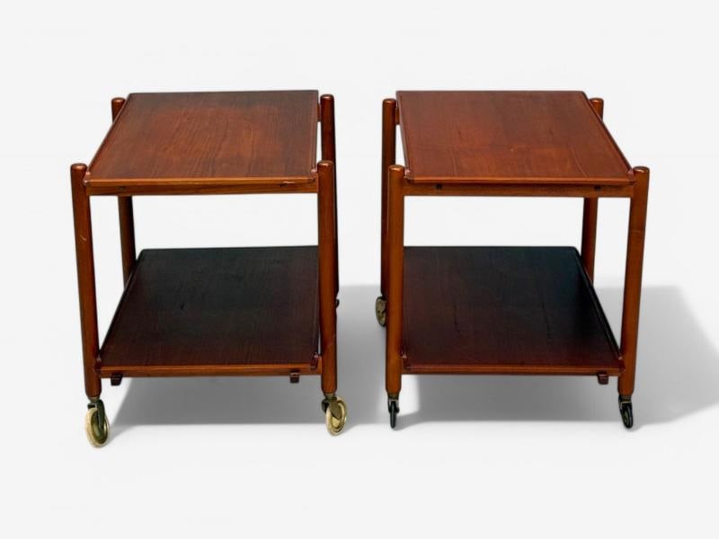 Poul Hundevad, Danish Modern, Teak, Expandable Bar Carts, Denmark, 1950s - 7