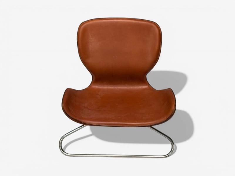 KOI, Modern, Cognac Leather, Nickel, K-3 Low Lounge Chairs, England, 2000s - 7