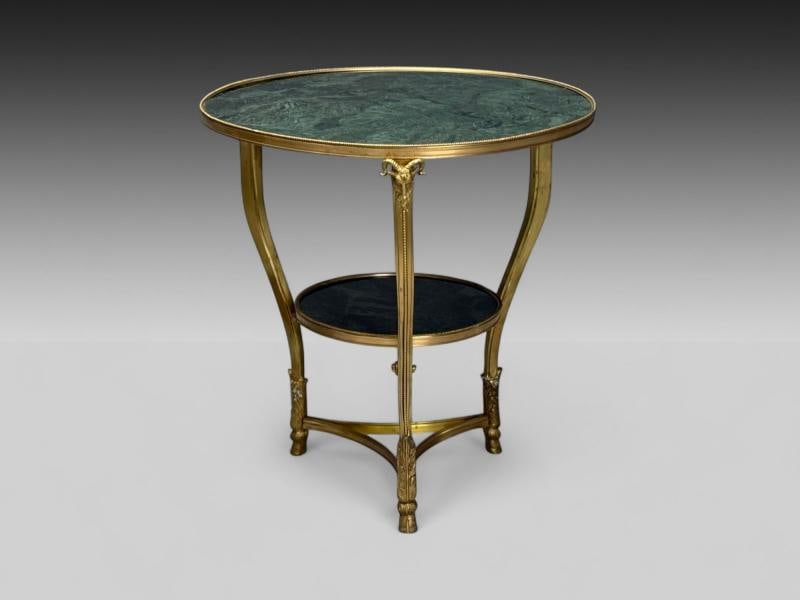 Louis XVI Style, Hollywood Regency, Bronze, Green Marble, Gueridons, 20th c. - 2