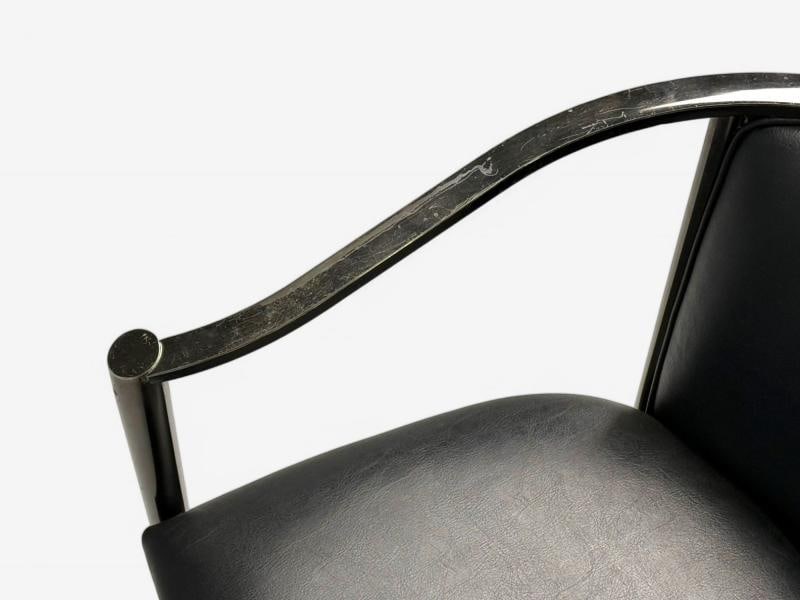 Karl Springer Style, Mid-Century Modern, Gunmetal, Leather, Armchairs, 20th c. - 6
