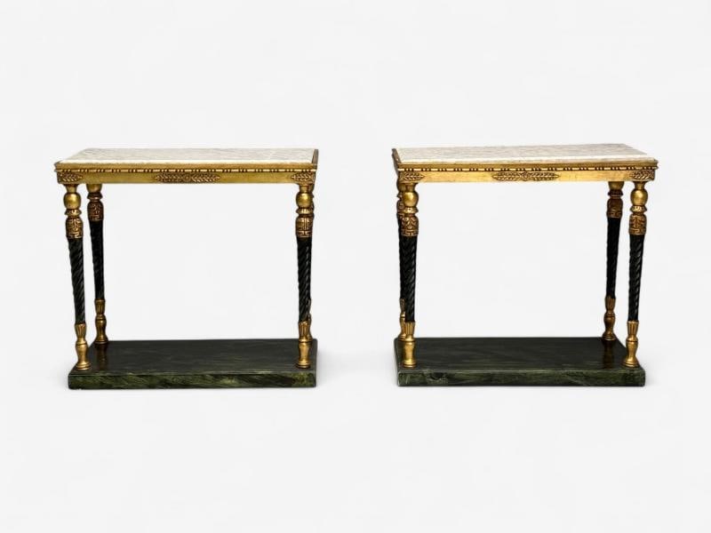 Swedish Neoclassical Style, Giltwood, Marble, Console Tables, Sweden, 20th c. - 5