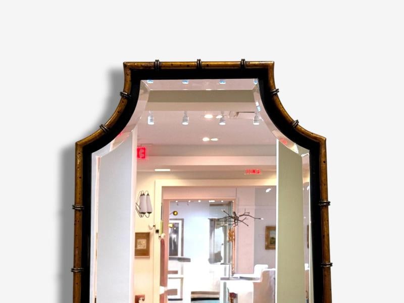 Hollywood Regency, Faux Bamboo Gilt Metal, Pagoda Form Wall Mirrors, USA, 1960s - 7