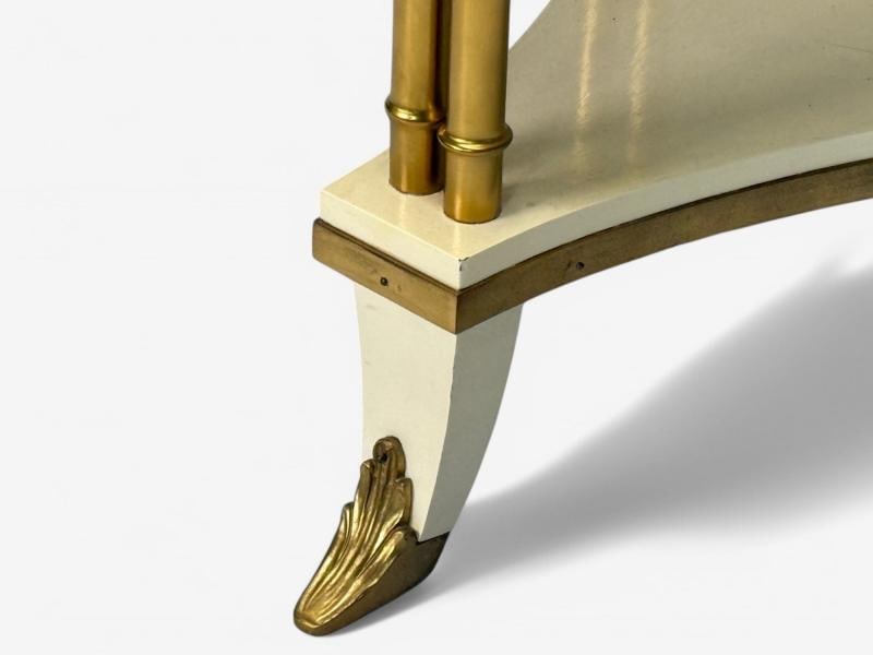 Maison Jansen Style, Hollywood Regency, White Lacquer, Brass, Bouilliote Table - 7