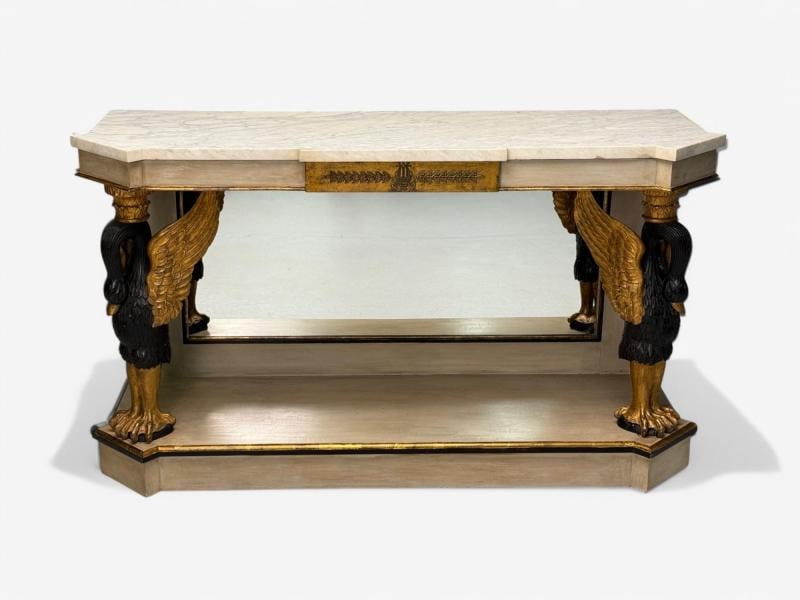 Maison Jansen attr., Hollywood Regency, Giltwood, Mirrored Console Table, 1940s - 3