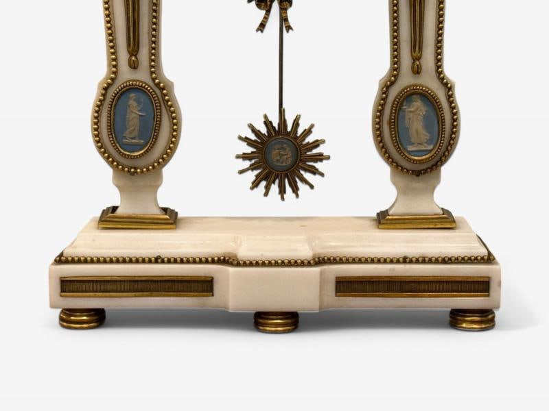 Hubert Sarton Style, Louis XVI, Porcelain, Bronze, Marble, Mantle Clock, 19th C. - 7