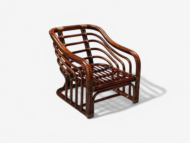 Brown Jordan, Mid-Century Modern, Bamboo, Camel Fabric, Lounge Chairs, 1960s - 8