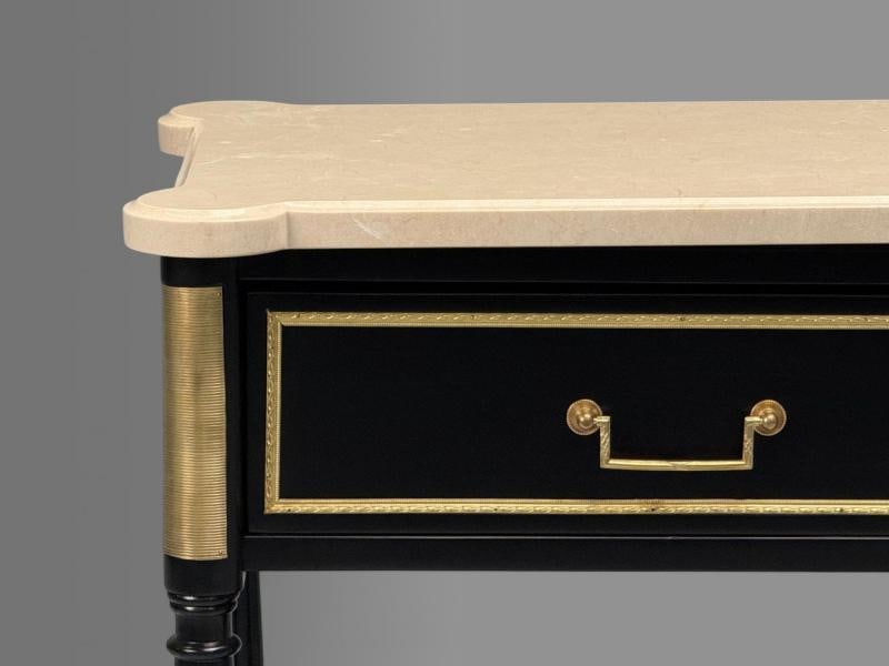 Maison Jansen attr, Hollywood Regency, Satin Black Mahogany, Large Console Table - 5