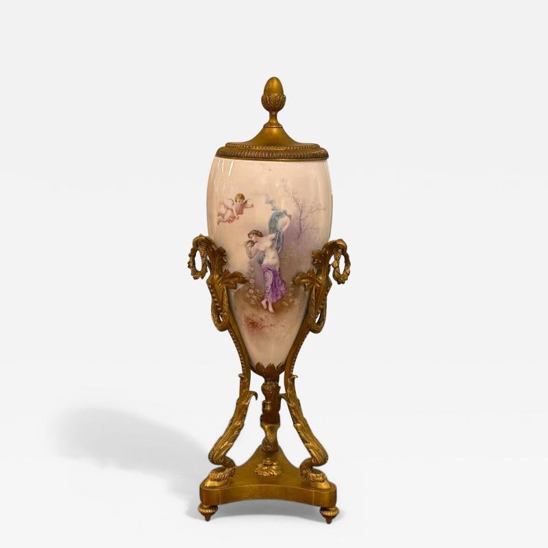Sevres Style, Porcelain, Bronze, Urn with Allegory Scene of Nude Woman, 1930s (1 of 12)