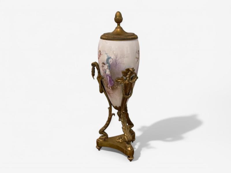 Sevres Style, Porcelain, Bronze, Urn with Allegory Scene of Nude Woman, 1930s - 3