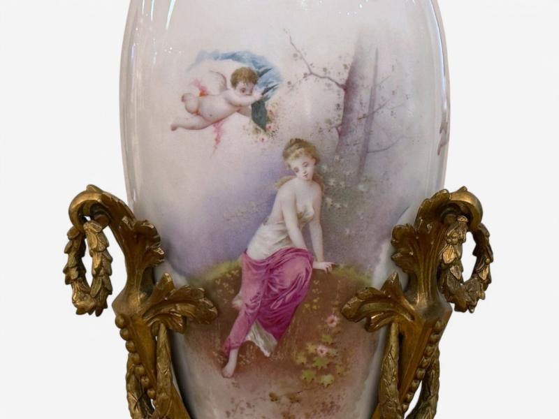 Sevres Style, Porcelain, Bronze, Urn with Allegory Scene of Nude Woman, 1930s - 7