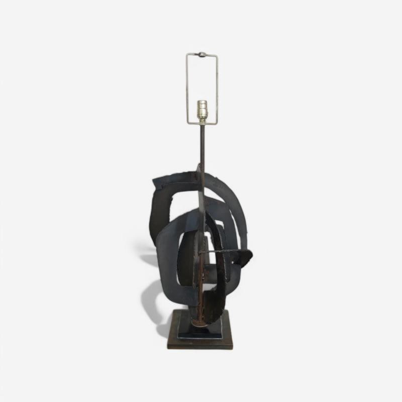 Harry Balmer, Brutalist Mid Century Modern, Blackened Steel, Table Lamp, 1970s - 2