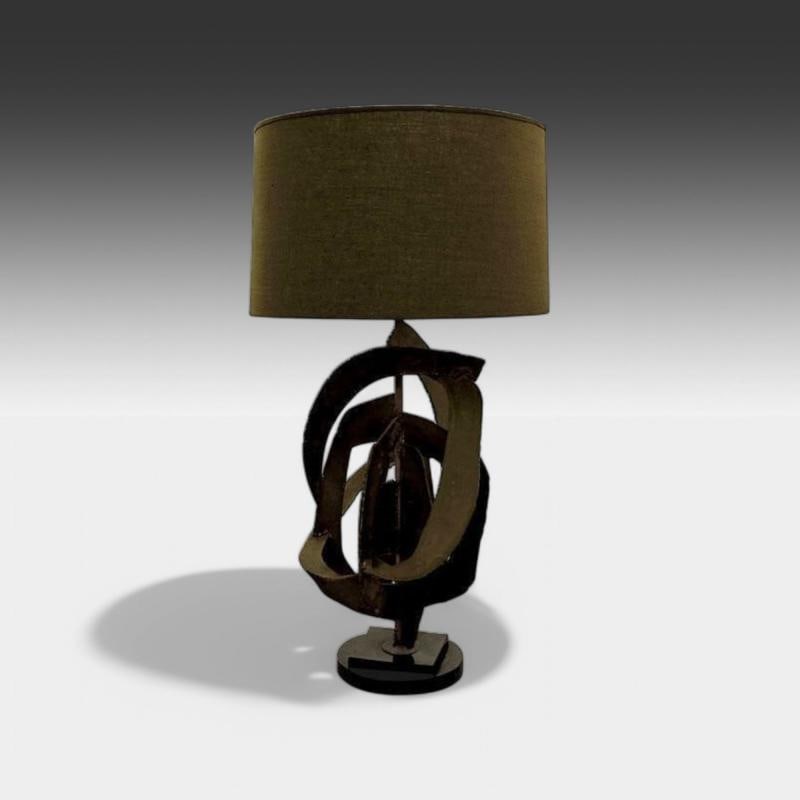 Harry Balmer, Brutalist Mid Century Modern, Blackened Steel, Table Lamp, 1970s - 7