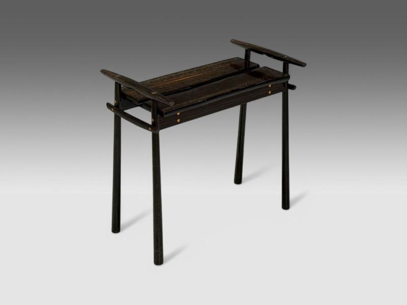 David Ebner, American Studio Craft, Ebony Wood, Rare Torii Side Table, USA, 1984 - 2